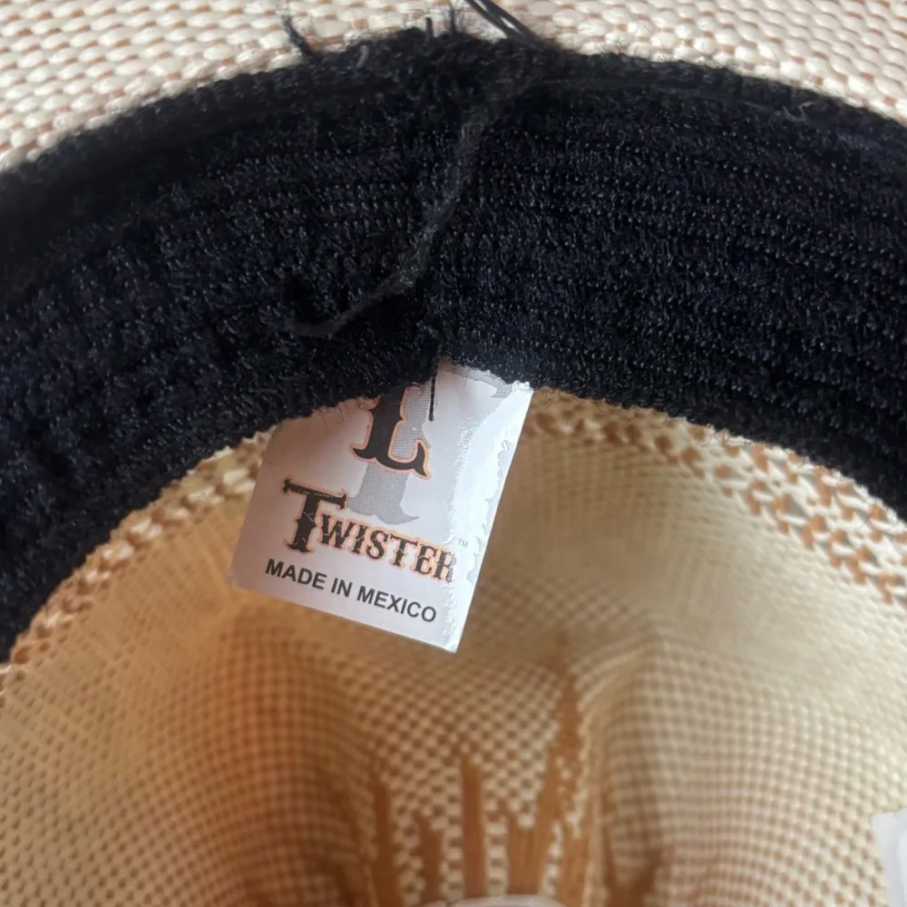 NWT Twister Kids Bangora Paper Straw Cowboy Western Hat Size Large Ivory Tan